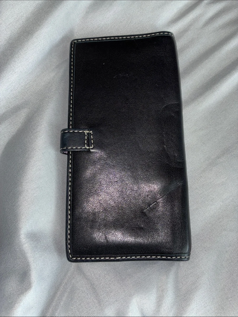 Coach Black Leather Card & Key Holder with Snap Strap